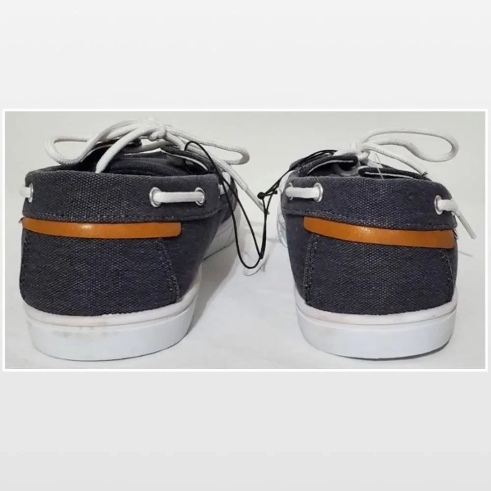 New Falls Creek Shoes Mens Loafer Grey Canvas White Lace Up Size 8 Casual